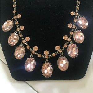 J Crew Statement Necklace. Translucent pink stones accented with rhinestones.